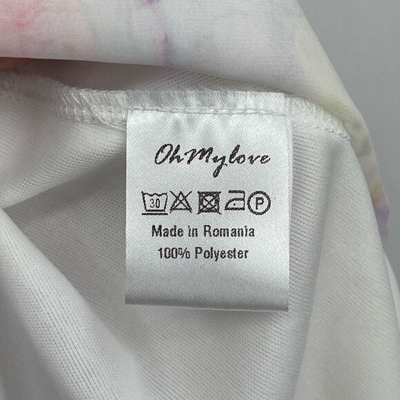 Oh My Love White Pink Green Strappy Tie Dye Watercolor Maxi Dress Size Medium - Picture 6 of 12